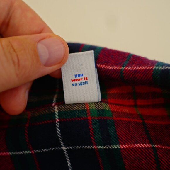 Old Navy Blue Red Green Plaid Flannel Collared Button Front Shirt Top Small Long - Picture 10 of 10